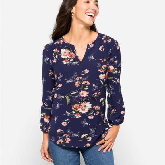 Fun2Fun Kenmore split neck blouse. Size large - Picture 5 of 9